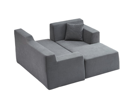 Modern minimalist L-shaped corduroy high back sofa image 3