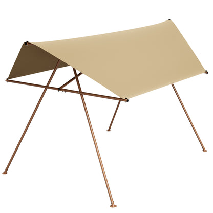 Hexagonal Shade Sail Canopy, Large 206"x118" UV Block Sun Shade with UPF 50+, Waterproof High-Density Polyester Fabric, Brown Rust-Resistant Poles & Built-in Hooks for Patio Backyard – Light Khaki image 11
