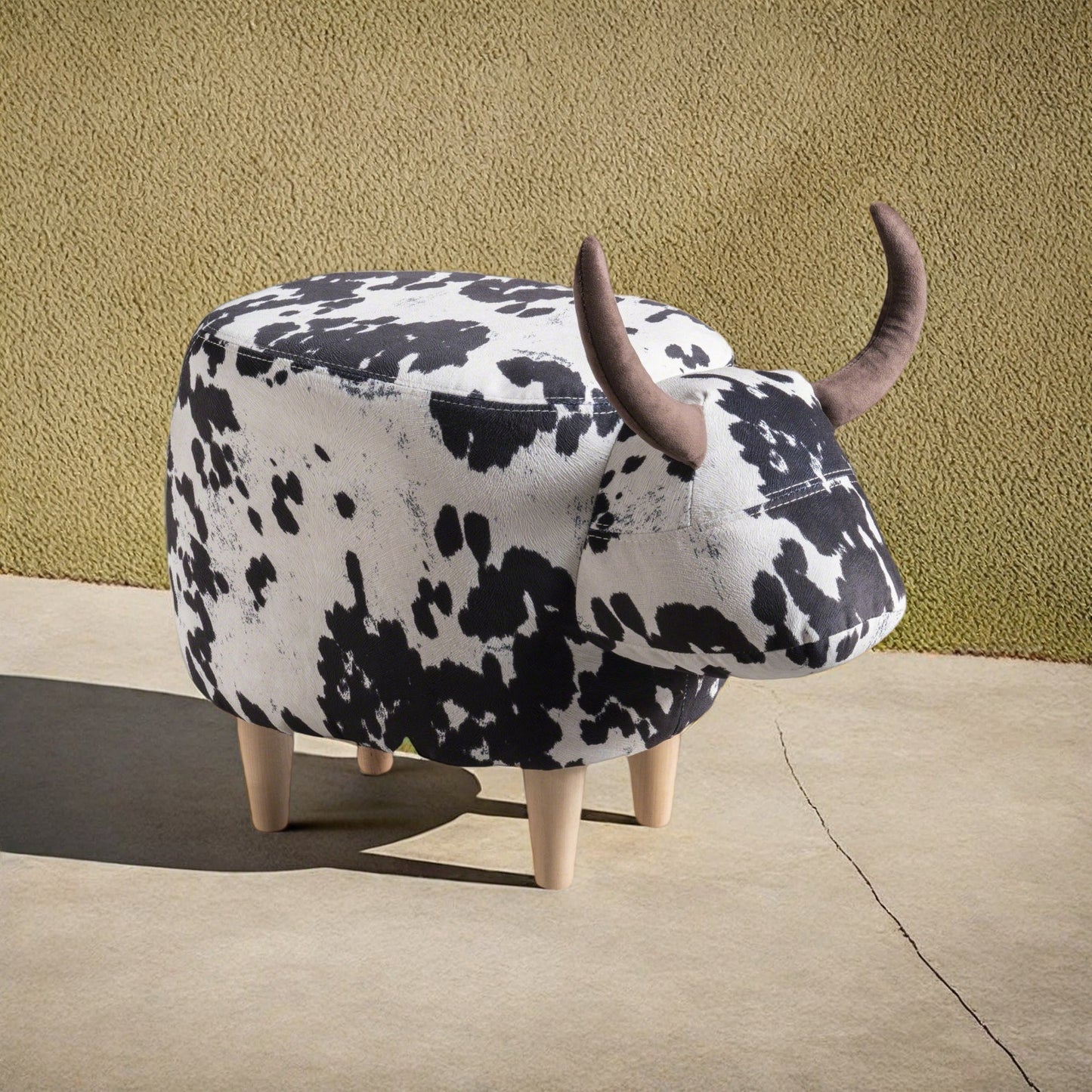Animal Ottoman/Footstool, Black and White Cow-Shaped Ottoman, Modern Ottoman, Modern Accent Stool Home Decor, Suitable for Living Room, Bedroom, Porch, Garden, Backyard, Balcony image 6