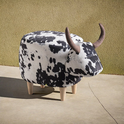 Animal Ottoman/Footstool, Black and White Cow-Shaped Ottoman, Modern Ottoman, Modern Accent Stool Home Decor, Suitable for Living Room, Bedroom, Porch, Garden, Backyard, Balcony image 6
