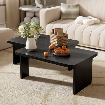 U-Can Modern Minimalist Coffee Table Set, Rectangle Coffee Table with Splicing Design, Multifunctional Combination Table for Living Room image 1
