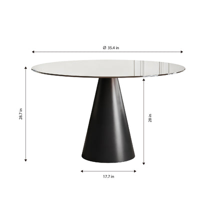 35-inch round glass dining table, with tempered glass tabletop and carbon steel legs. Suitable for 2-4 people. Dark brown small round dining table, suitable for restaurants and apartments. (4 chair) image 9