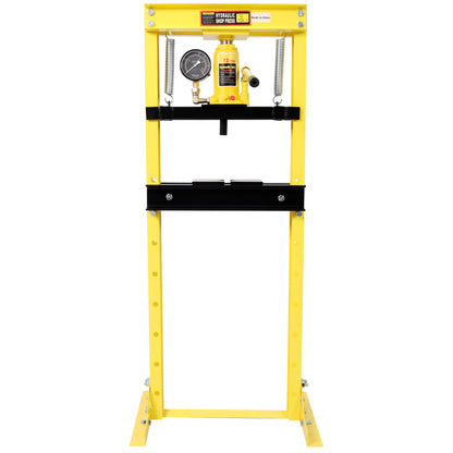 12Ton Bottle Jack Shop Press with Gauge, Bend, Straighten, or Press Parts, Install Bearings, U-Joints, Bushings, Ball Joints, and Pulleys,Yellow image 1