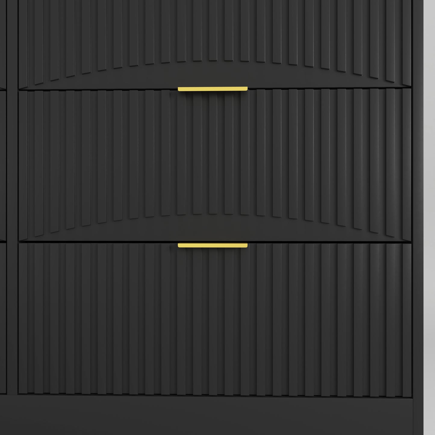 Modern 6-Drawer Dresser, Chest of Drawers for Bedroom, Living Room, Hallway, and Entryway - Large Storage Cabinet, Black,Drawer panel with wavy patterns image 10
