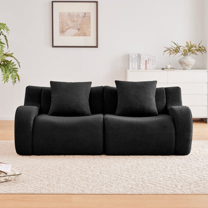 Soft Teddy Fabric Boneless Sofa,No Assembly Required Streamlined Design,Anti-Slip Design 32D High Density Sponge Fits Living Rooms Bedrooms,Black image 3