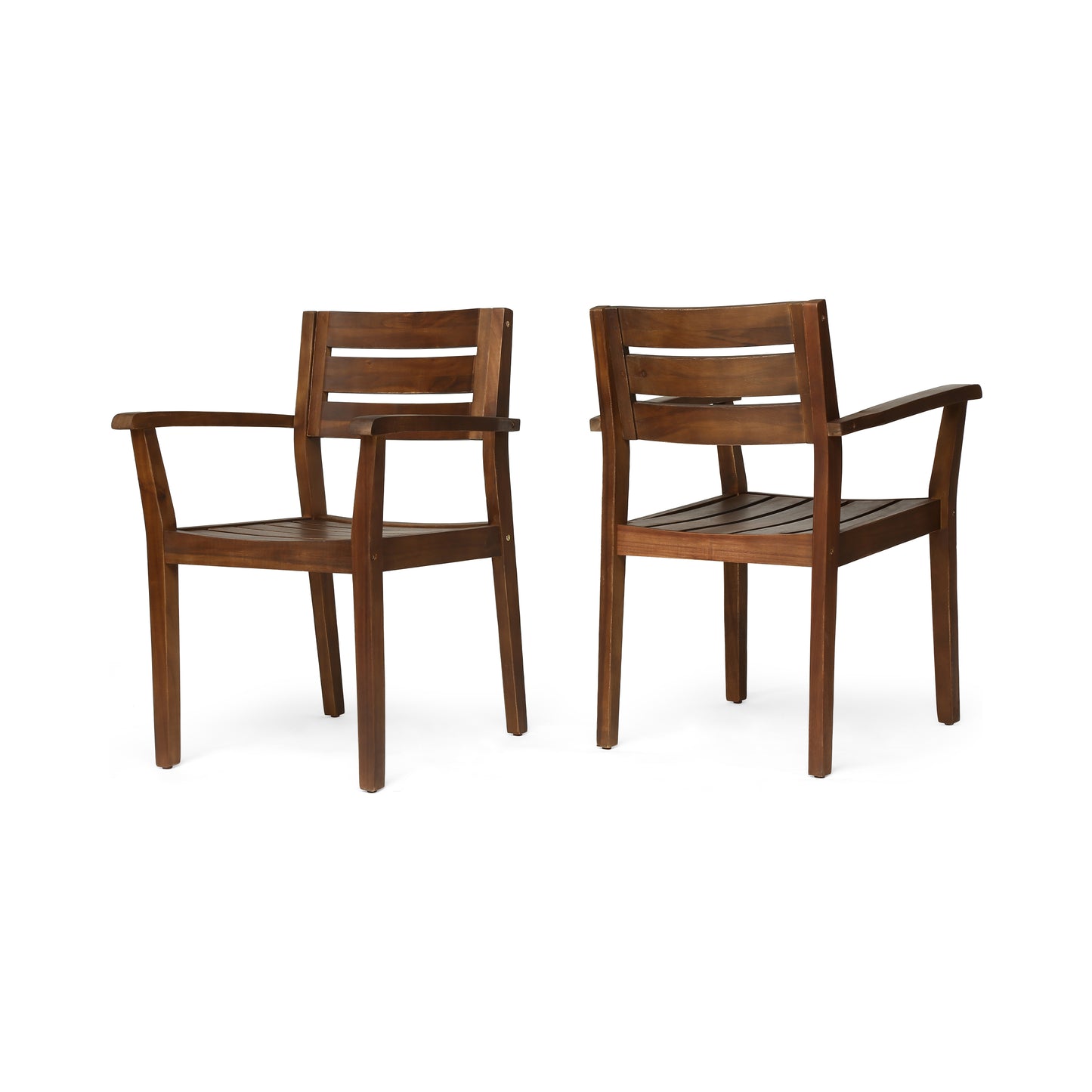 STAMFORD Dining Chairs Set of 2,Acacia Wood Patio Armchair,for Backyard, Poolside, Garden,Dark Brown image 4