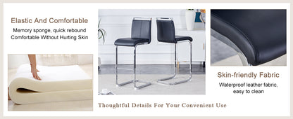Modern and beautiful bar stool upholstered in PU leather with C-shaped silver metal legs for dining rooms, kitchens, terraces and guest office chairs.(set of 6) (black+PU) image 10