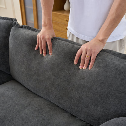 Oversized 41.73" Sofa Chair, Modern Upholstered Armchair with 1 Toss Pillow, Modular Sectional Sofa for Living Room, Deep Seat Reading Sofa for Bedroom Apartment, DIY Combination Chenille,Grey image 8