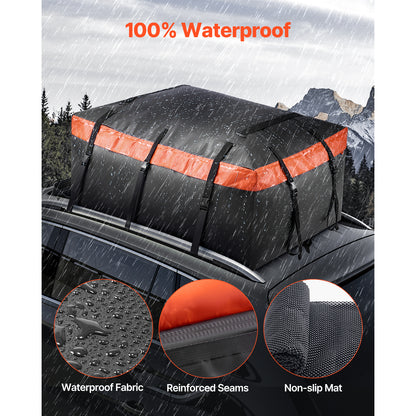Car Rooftop Cargo Carrier Bag, 23 Cubic Feet Roof Cargo Carrier, Heavy Duty 840D PVC 100% Waterproof Car Roof Luggage Bag for All Vehicle with/without Rack- with Lock, Anti-Slip Mat, 6 Door Hook image 5
