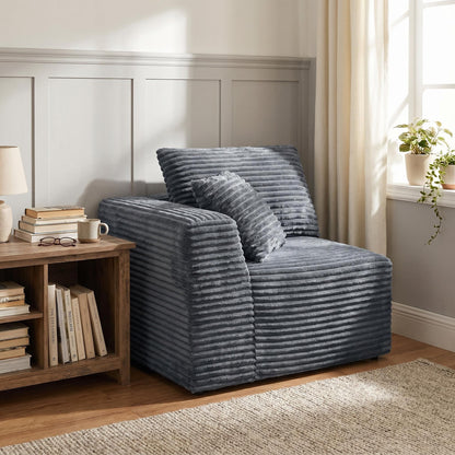 Gray Corduroy Modular Compression Sofa, Legless Floor-Hugging Armless Accent Chair for Living Room Bedroom image 3