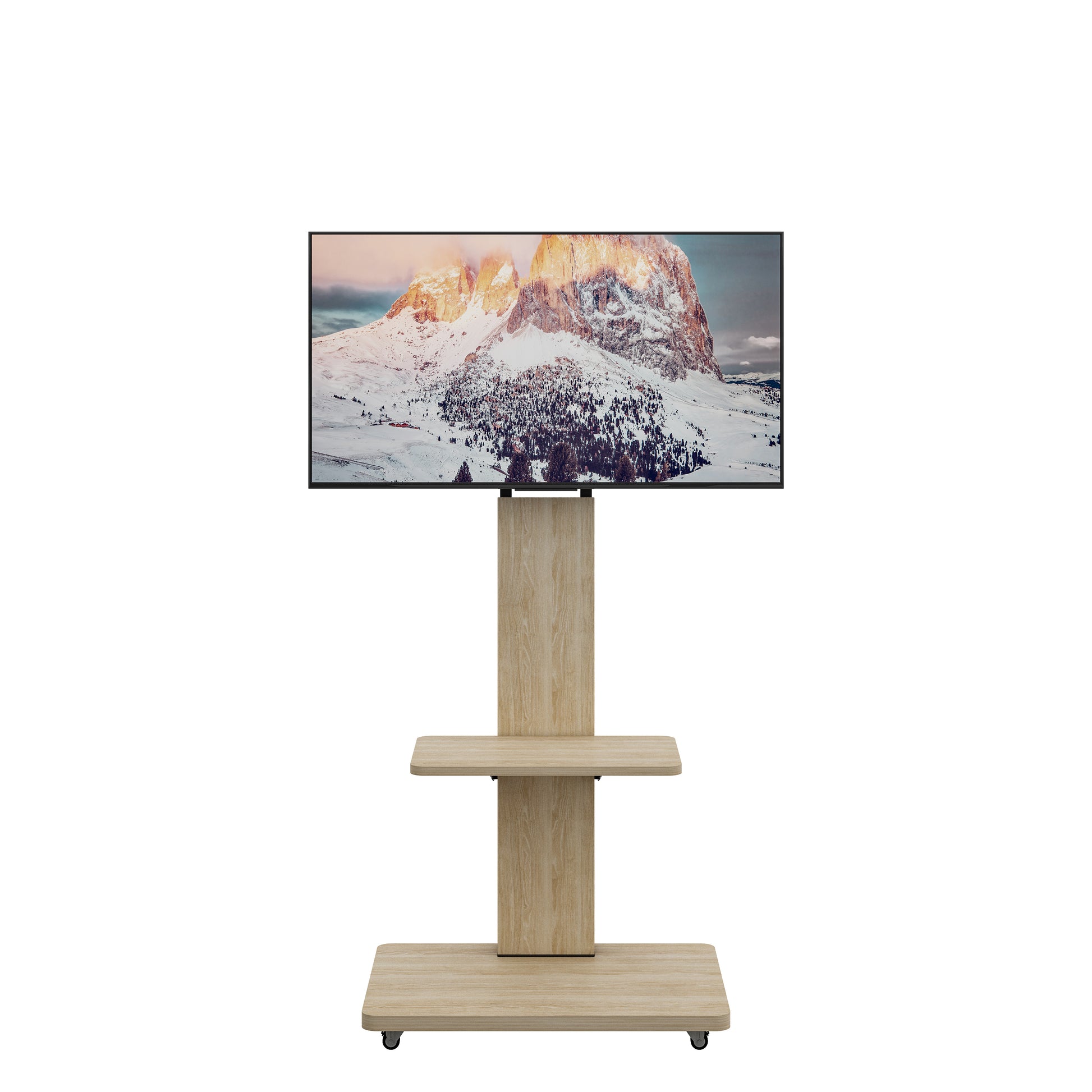 TV Stand with Shelf for Living Room, Bedroom,Offices,Mobile TV Cart for 32-75 inches,Floor Stand with Mount on Lockable Wheels,Natural image 11