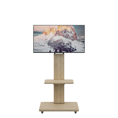 TV Stand with Shelf for Living Room, Bedroom,Offices,Mobile TV Cart for 32-75 inches,Floor Stand with Mount on Lockable Wheels,Natural image 11
