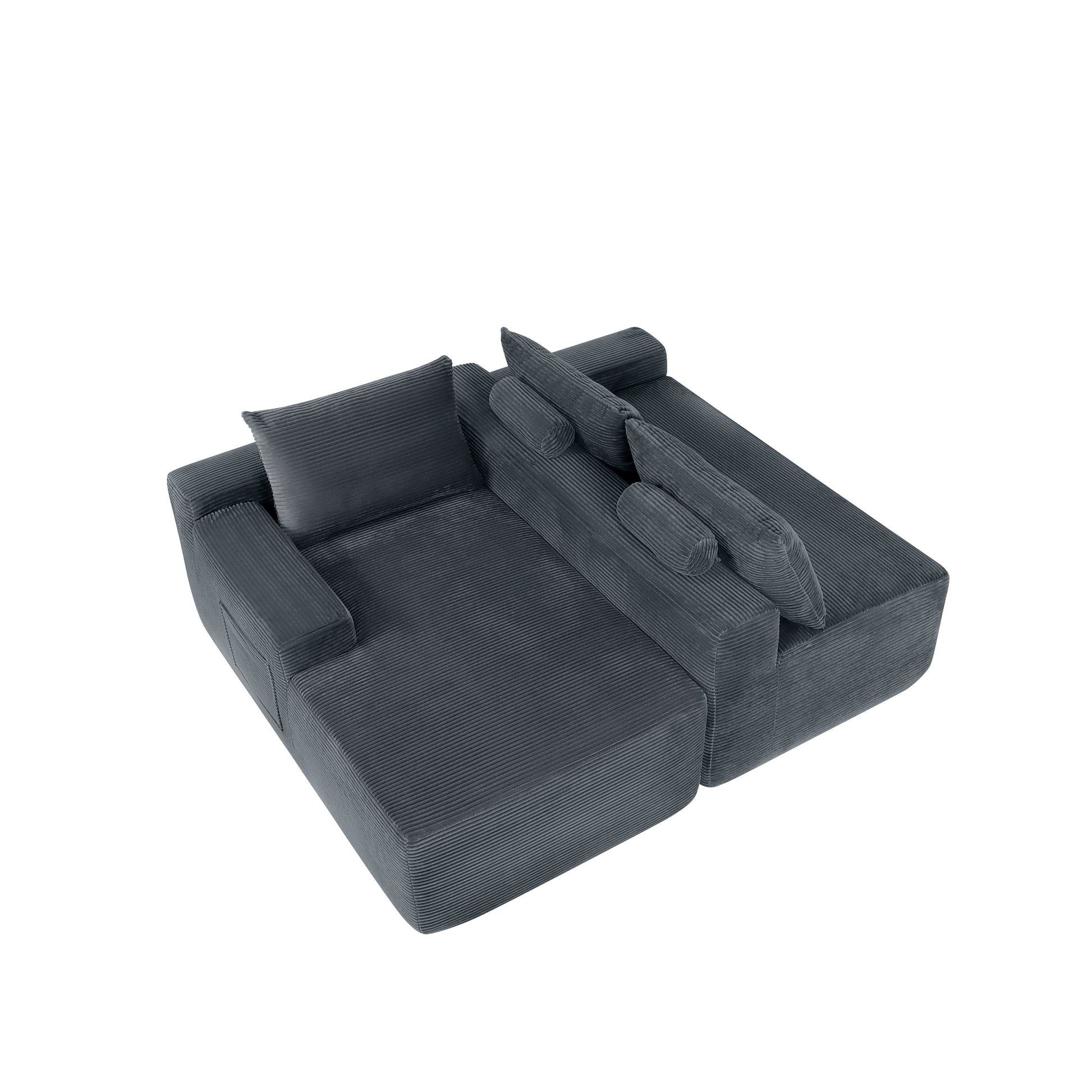 NEW2 96.9" Cloud Sectional Couch with U-Shaped Chaise,Modern Modular Sofa with Deep Seat, Upholstered Couches for Living Room Bedroom,No Assembly Required,(Plush Corduroy Fabric),Grey-Left image 4