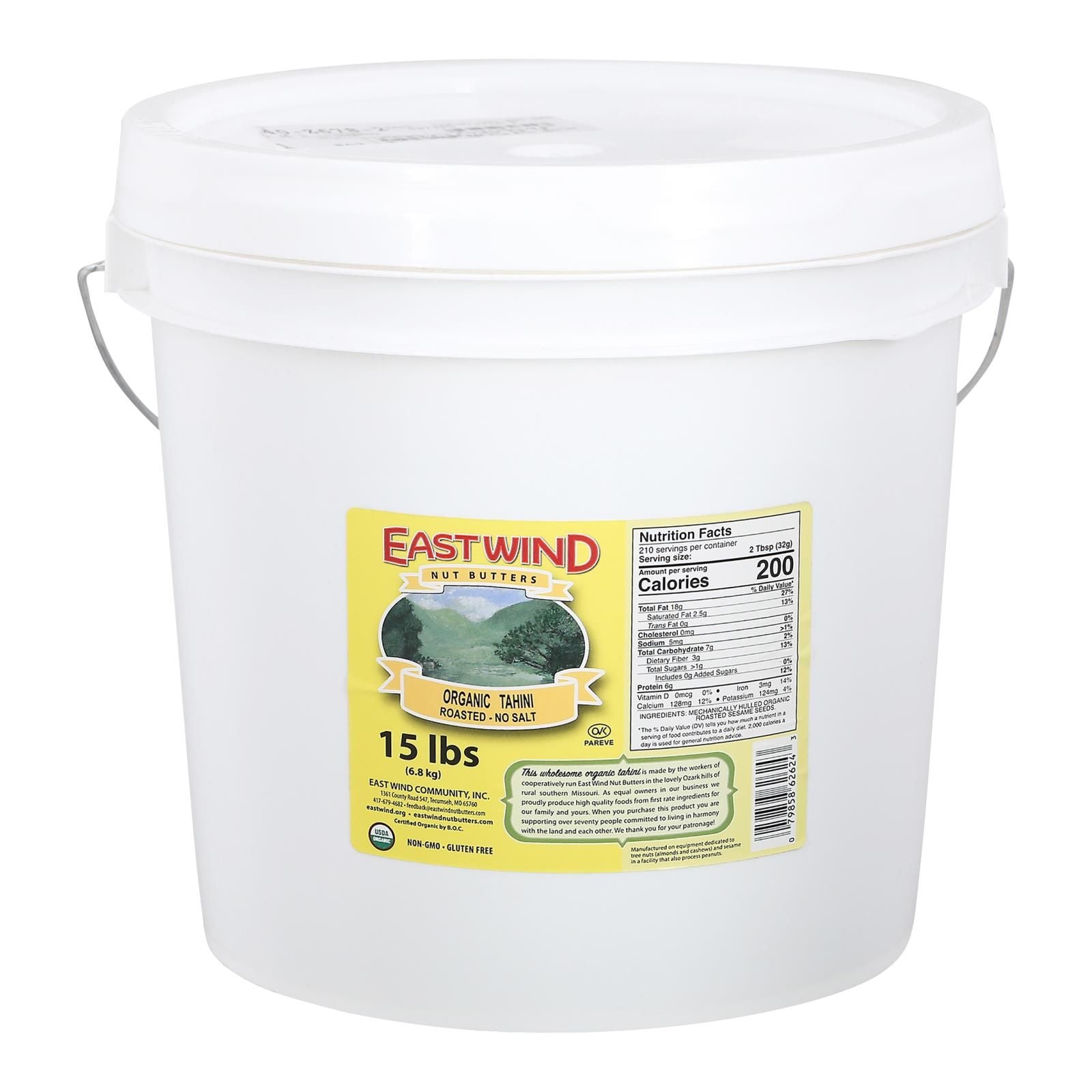 East Wind 100% Roasted Sesame No Salt Tahini - 15 Lb. image 1