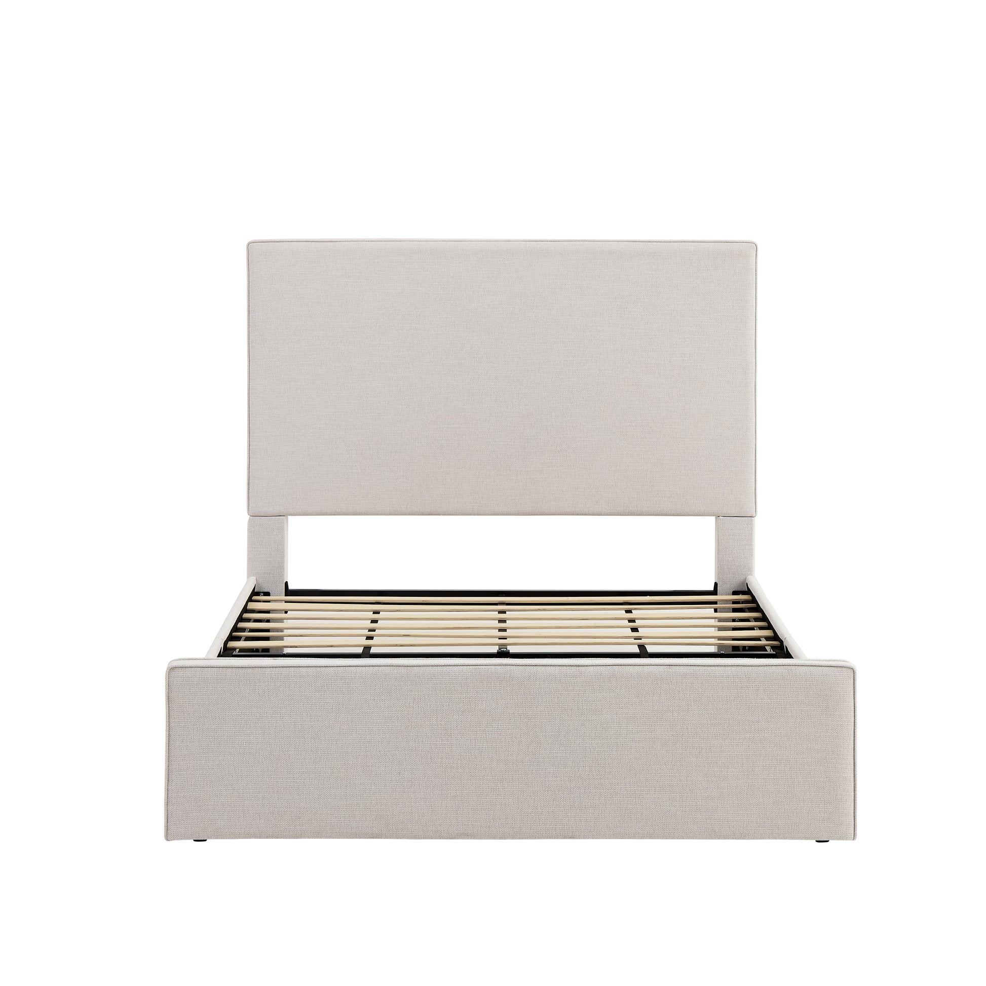 Lucas Tall Headboard Upholstered Bed / 52" High Headboard / Elegant Simplicity / No Box Spring Needed / Easy Assembly / King / Textured Ivory Canvas image 5