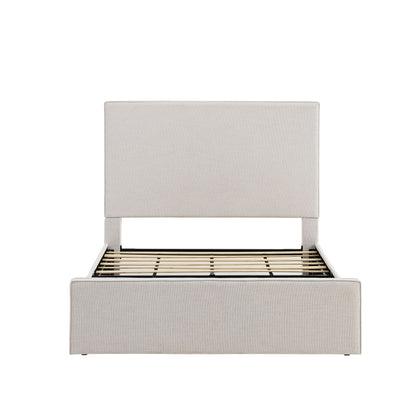 Lucas Tall Headboard Upholstered Bed / 52" High Headboard / Elegant Simplicity / No Box Spring Needed / Easy Assembly / King / Textured Ivory Canvas image 5