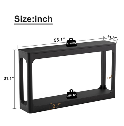 55.1-inch curved-leg storage table, ideal for entryways, slim wooden side table that can be placed behind a sofa, perfect for entryways, hallways, and doorways. Black, 55.1"L*11.8"W*31.1"H image 7