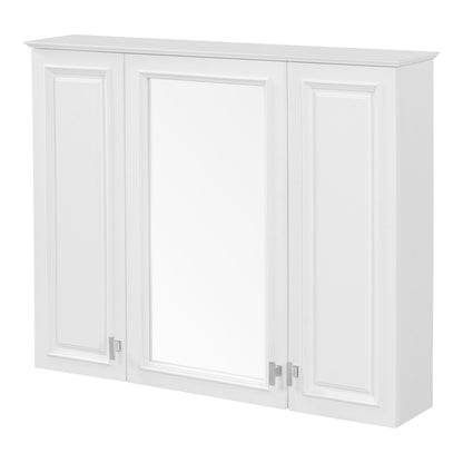 35 inch 2-in-1 Bathroom Wall Cabinet, Wall Mounted Medicine Cabinet with 5 Adjustable Shelves, Mirrored Door Over Toilet Storage Cabinet, White image 10