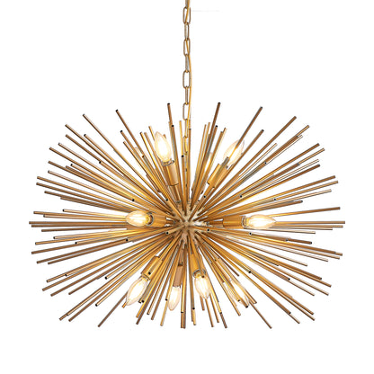 29" Mid-Century Modern 12-Light Starburst Chandelier – Gold Sputnik Pendant Light Fixture for Living Room, Dining Room, or Foyer (Bulb Not Included) image 12