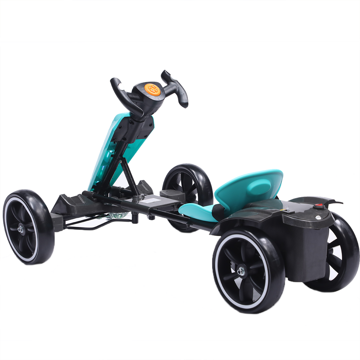 12V electric Kids Pedal Go Kart, Folder Go Kart, Outdoor Ride on Toy with Adjustable Seat, 4 Non-Slip EVA Wheels for Boys and Girls For Age 3-6 Years Old (Light BLUE) image 7