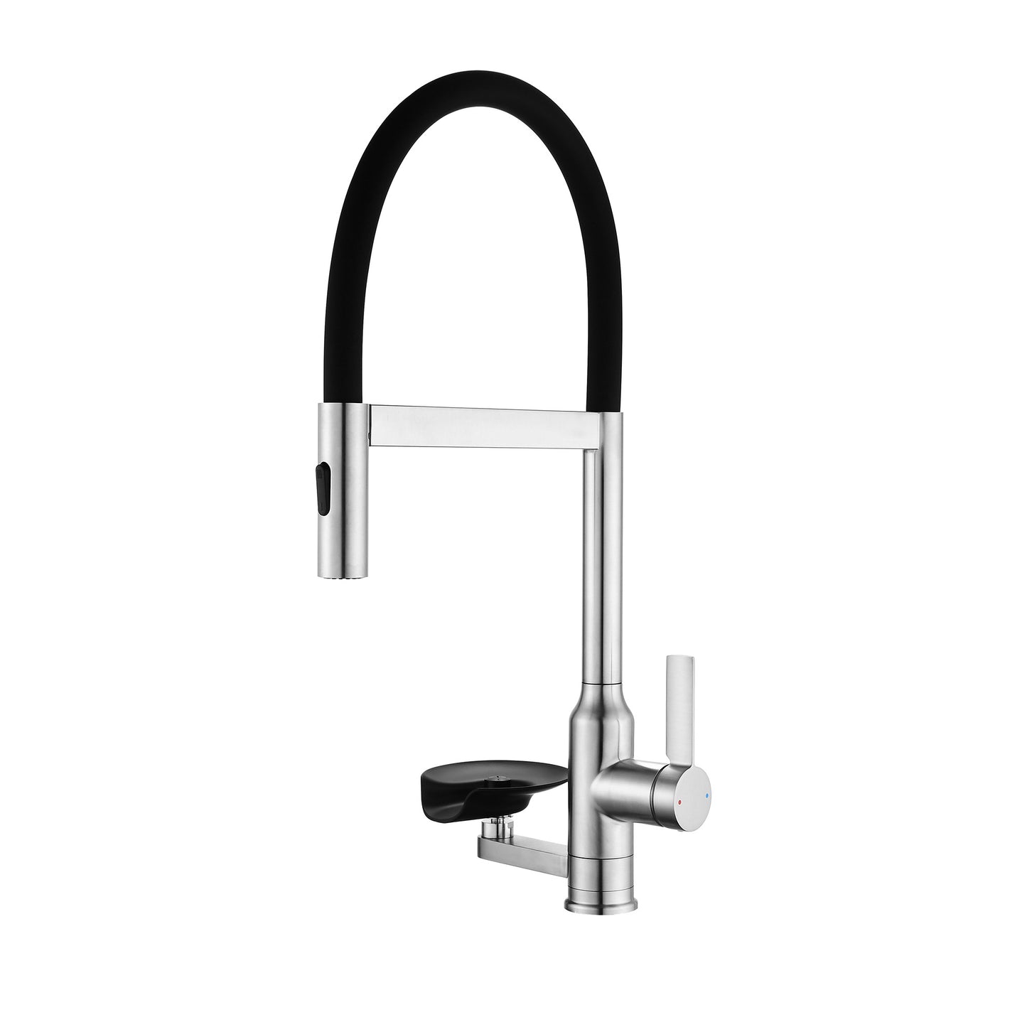 Brushed Nickel Kitchen Faucet with Magnetic Pull Out Sprayer, 360 Degree Swivel Single Handle High Arc Kitchen Sink Faucet with Glass Rinser image 1