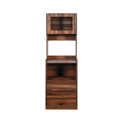 Kitchen Pantry Hutch Storage Cabinet, Farmhouse Kitchen Hutch Buffet Cabinet with Microwave Stand, Freestanding Buffet Sideboard Coffee Bar Cabinet image 4