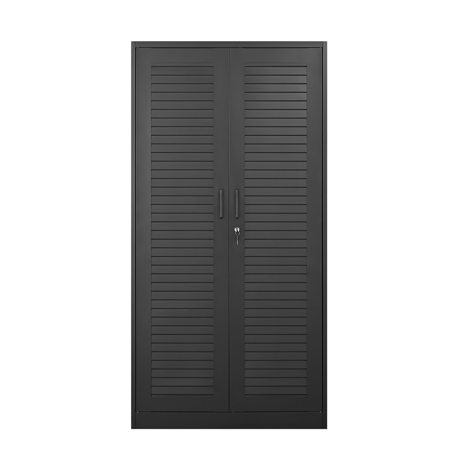 Wide & Deep Metal Storage Cabinet with Hanging Rod,Black Broom Closet Storage Cabinet with Lock, Tall Wardrobe Cabinets with Doors and Shelves,Locking Steel Tool Cabinets for Home,Office,Garage image 2