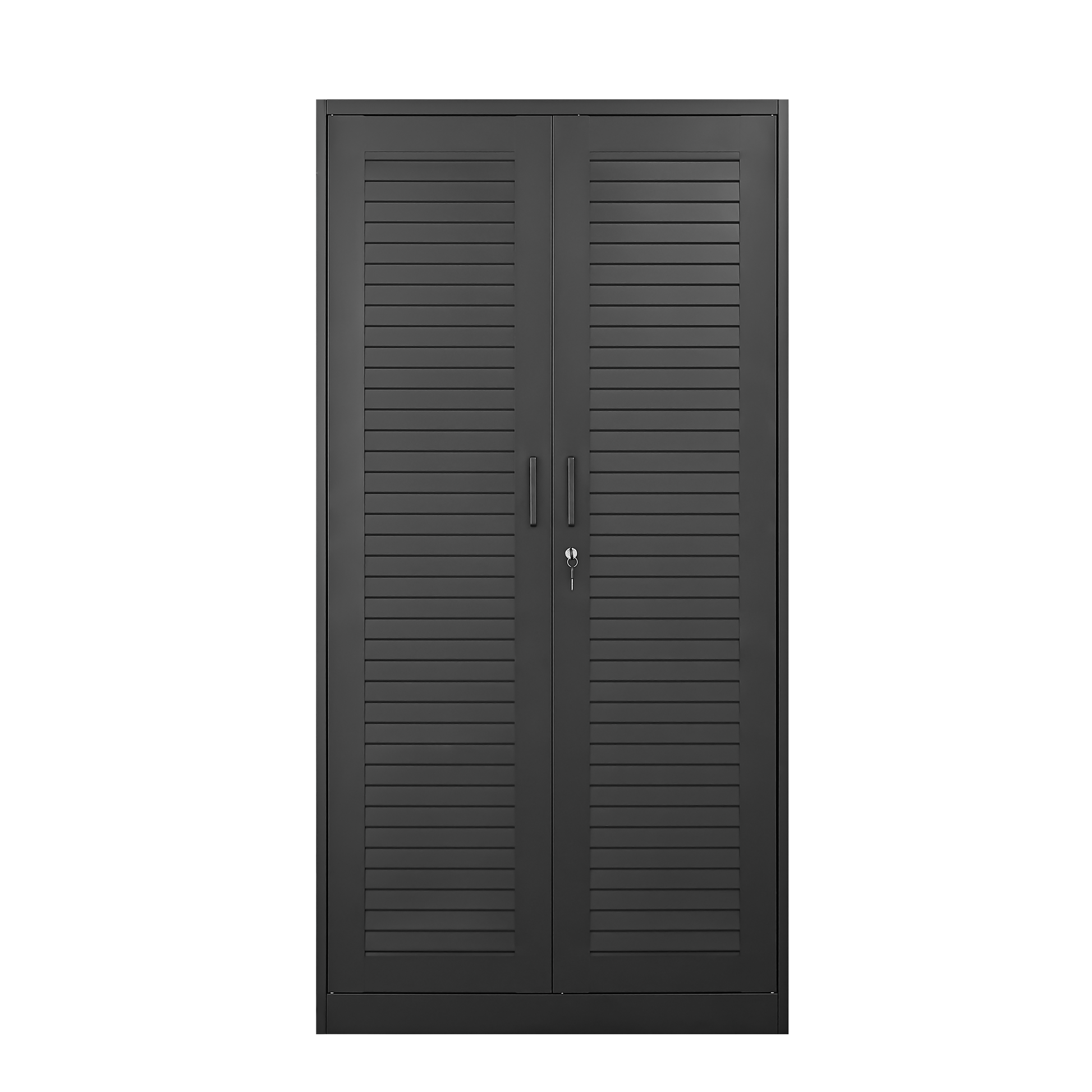 Wide & Deep Metal Storage Cabinet with Hanging Rod,Black Broom Closet Storage Cabinet with Lock, Tall Wardrobe Cabinets with Doors and Shelves,Locking Steel Tool Cabinets for Home,Office,Garage image 2