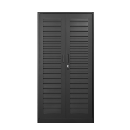 Wide & Deep Metal Storage Cabinet with Hanging Rod,Black Broom Closet Storage Cabinet with Lock, Tall Wardrobe Cabinets with Doors and Shelves,Locking Steel Tool Cabinets for Home,Office,Garage image 2