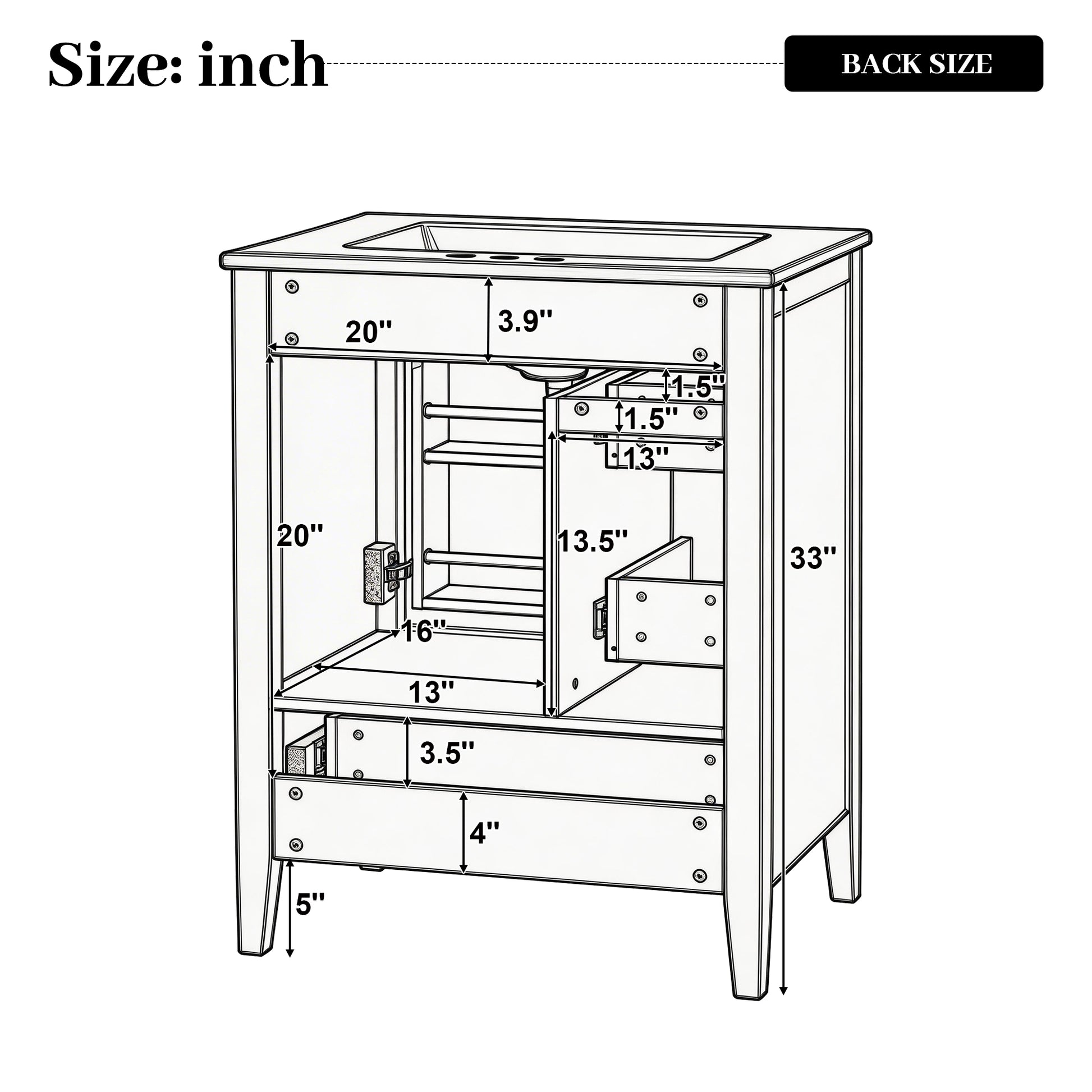 [Video] 24" Modern Blue Gray Bathroom Vanity with Ceramic Sink, Solid Wood Legs, Soft-Close Drawers & Door, Storage Rack, Painted Surface Finish image 4