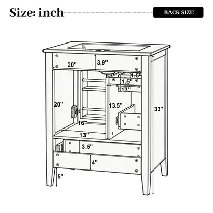 [Video] 24" Modern Blue Gray Bathroom Vanity with Ceramic Sink, Solid Wood Legs, Soft-Close Drawers & Door, Storage Rack, Painted Surface Finish image 4