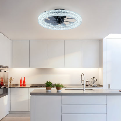 Acrylic Ice Brick Fan Light,LED Light Source and Remote Control, 3000-6500K Dimmable Modern Flush Mount LED Fan Light, 6 Speeds, Quiet DC Motor For Living room, Bedroom,Kitchen----Matte Black image 9