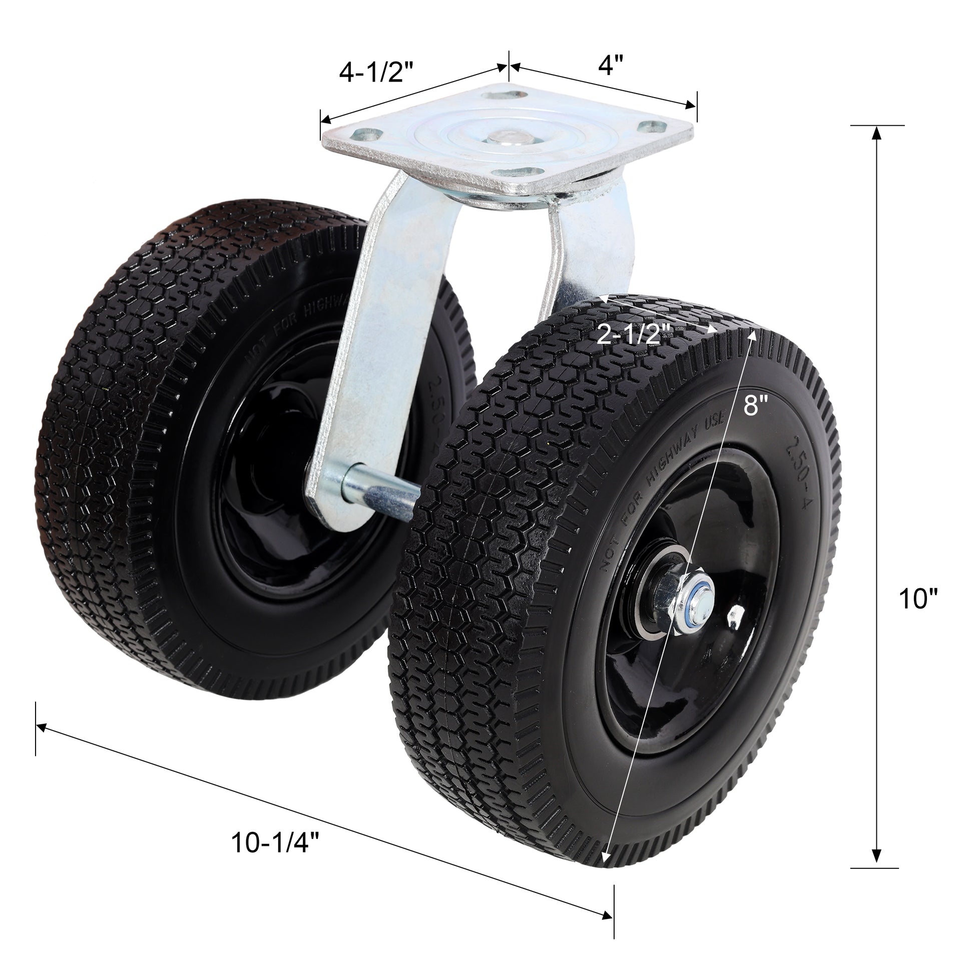 8 in Dual Flat Free Wheels Swivel Caster, 660LBS LOAD CAPACITY image 8