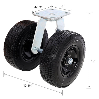 8 in Dual Flat Free Wheels Swivel Caster, 660LBS LOAD CAPACITY image 8