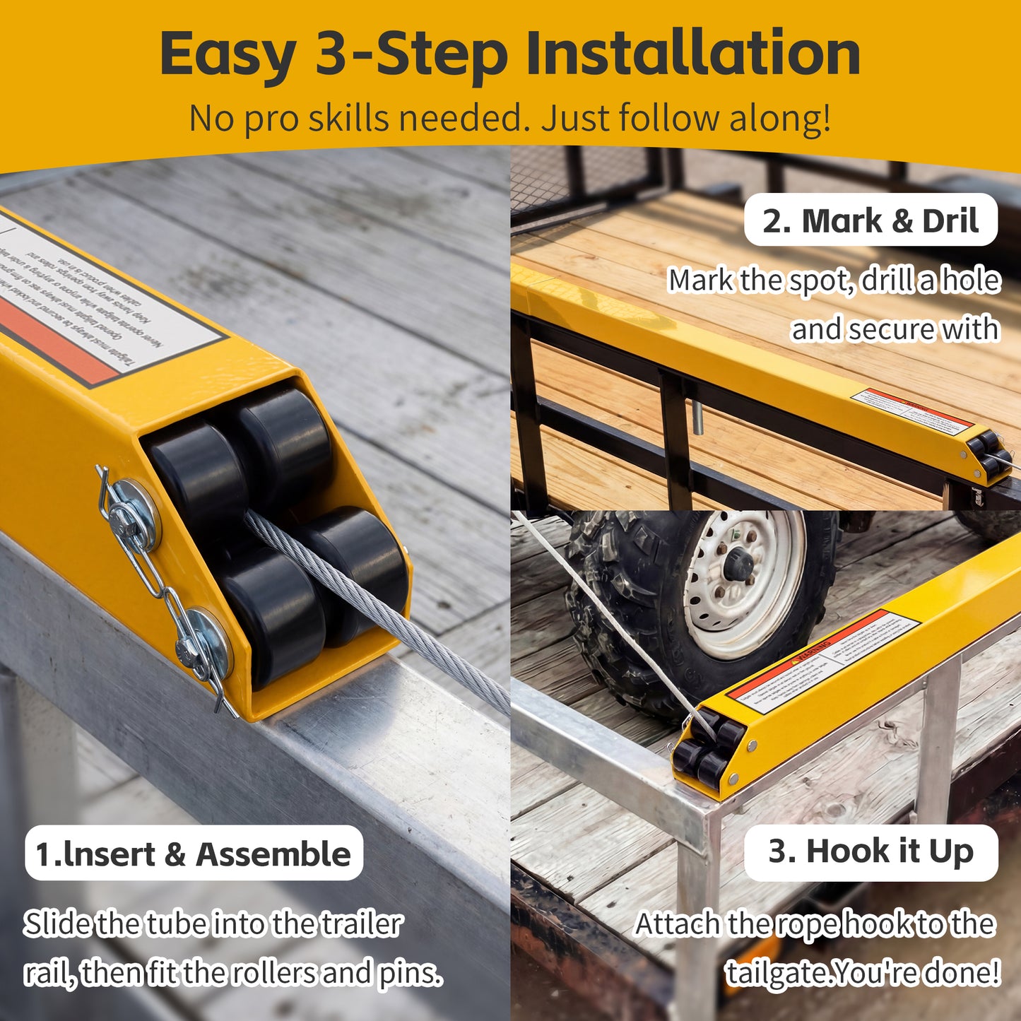 Tailgate Utility Trailer Gate Liftgate Ramp Lift 2 Sided Lift Assist System Fit for Open Utility Trailers Tailgate and Ramp New Upgrades, Yellow image 4