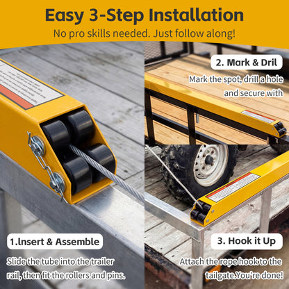 Tailgate Utility Trailer Gate Liftgate Ramp Lift 2 Sided Lift Assist System Fit for Open Utility Trailers Tailgate and Ramp New Upgrades, Yellow image 4