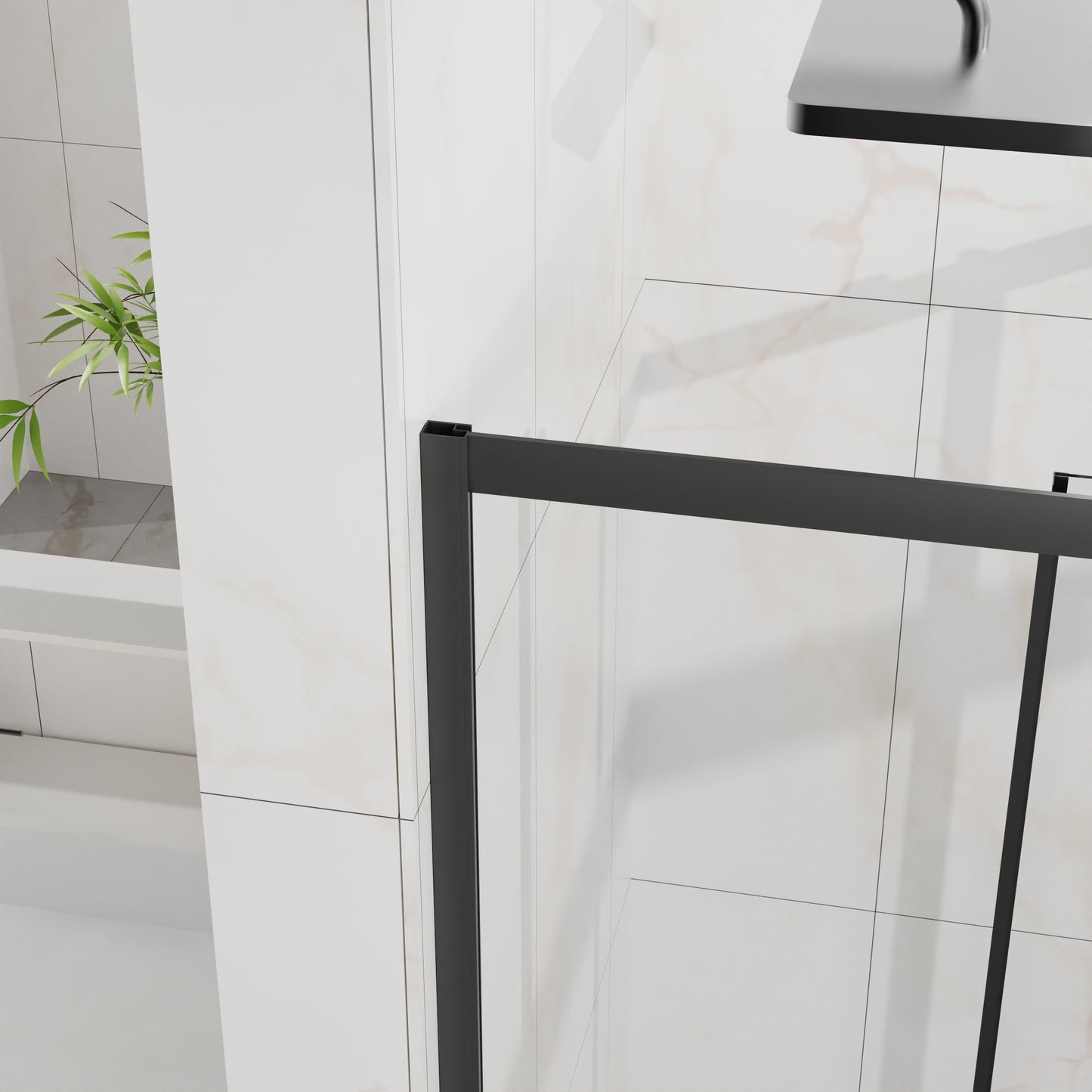 Goodyo Corner Shower Door 36 in.D x 36 in. W x 72 in. H, Shower Enclosure with 1/5 in. Clear Tempered Glass Panels, Sliding Opening, Black Finish Aluminum Framed image 10
