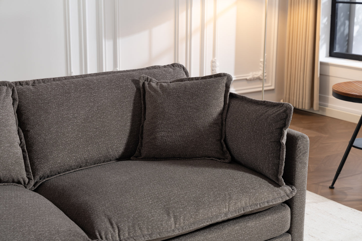 Modern 2seats 77.95"Sectional Sofa with Waist Pillows,2-seat Upholstered Symmetrical Sofa Furniture,Sleeper Sofa Couch with Chaise Lounge for Living Room,Apartment,3 Color image 3