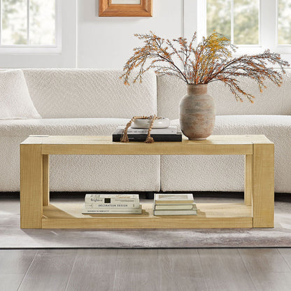 2-Piece Modern 2 tier Rectangle Coffee Table Set for Living Room,Easy Assembly Coffee Tables, End Side Tables for Bedroom Office,Natural Color image 6