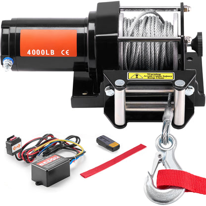 Electric Winch ATV UTV 4000 lb Steel Cable IP55 Waterproof Remote Control image 5