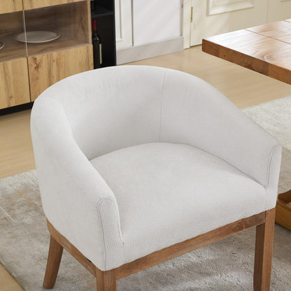 Mid Century Modern Upholstered Barrel Dining Chairs with Arms,Farmhouse Linen Kitchen & Dining Room Chairs with Natural Hardwood Frame, 19" W Accent Chairs for Living Room,Single Pack,Beige,SW1891BG image 9