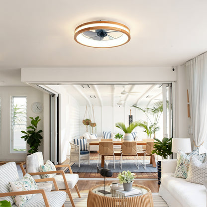Ceiling Fans with Kit,LED Light Source and Remote Control, 3000-6500K Dimmable Modern Flush Mount LED Fan Light, 6 Speeds, Quiet DC Motor For Living room, Bedroom,Kitchen----Natural Wood + White image 8
