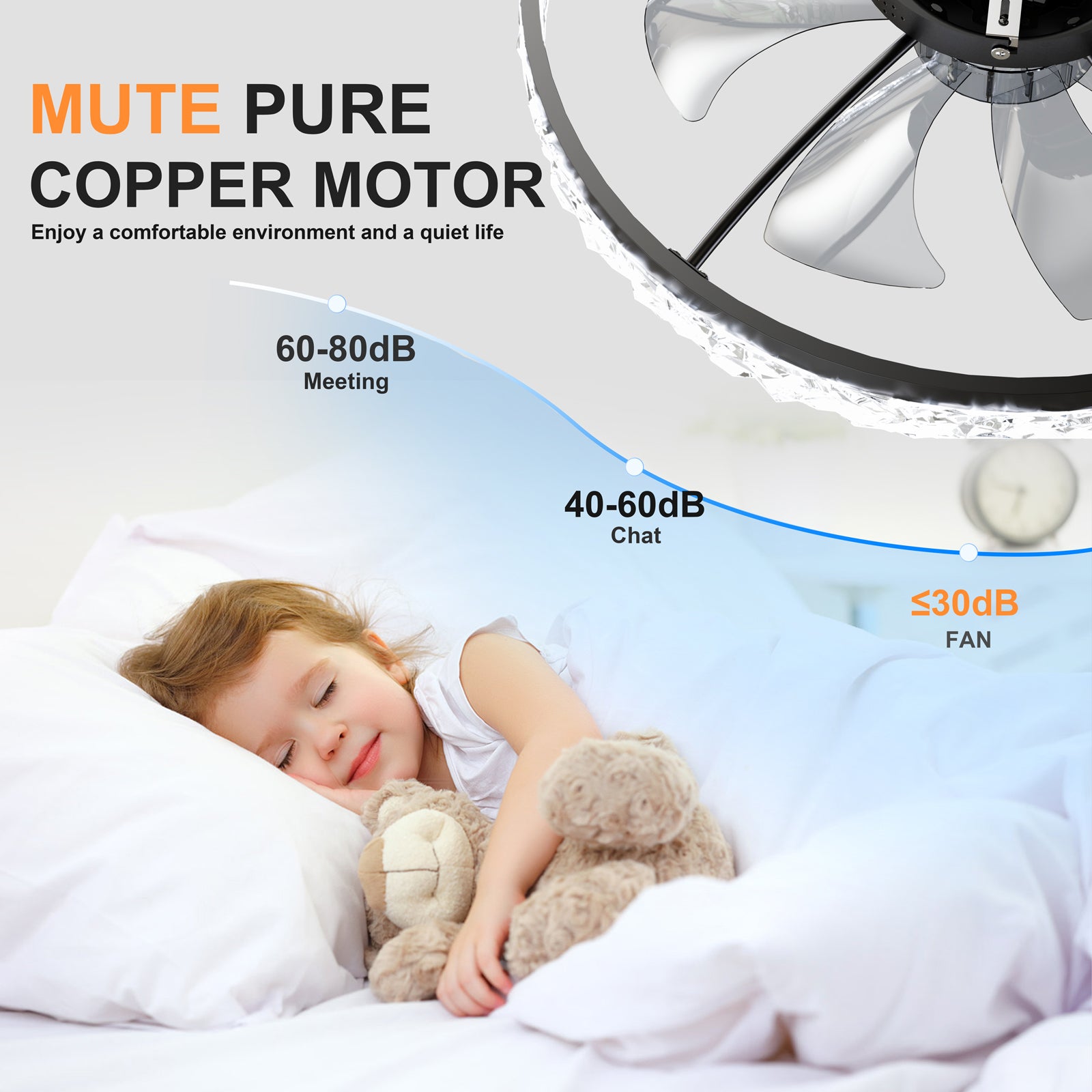 23.6" Ceiling Fans with Lights Remote and APP Control, Dimmable 3-Color and 6-Speed quiet DC Motor, BLACK Ceiling Fan for Bedroom Living Room image 5