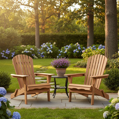 Outdoor Wooden Folding Adirondack Chair Set of 2 with Pre-Assembled BackRest, Wood Patio Chair for Garden Backyard Porch Pool Deck Firepit image 11