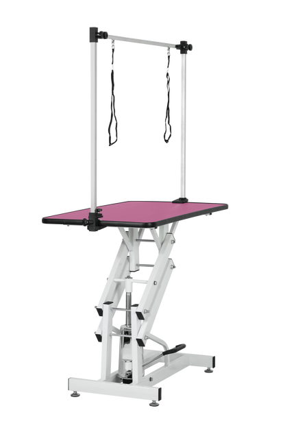 42.5INCH HYDRAULIC PET GROOMING TABLE WITH "H" ARM PINK image 8