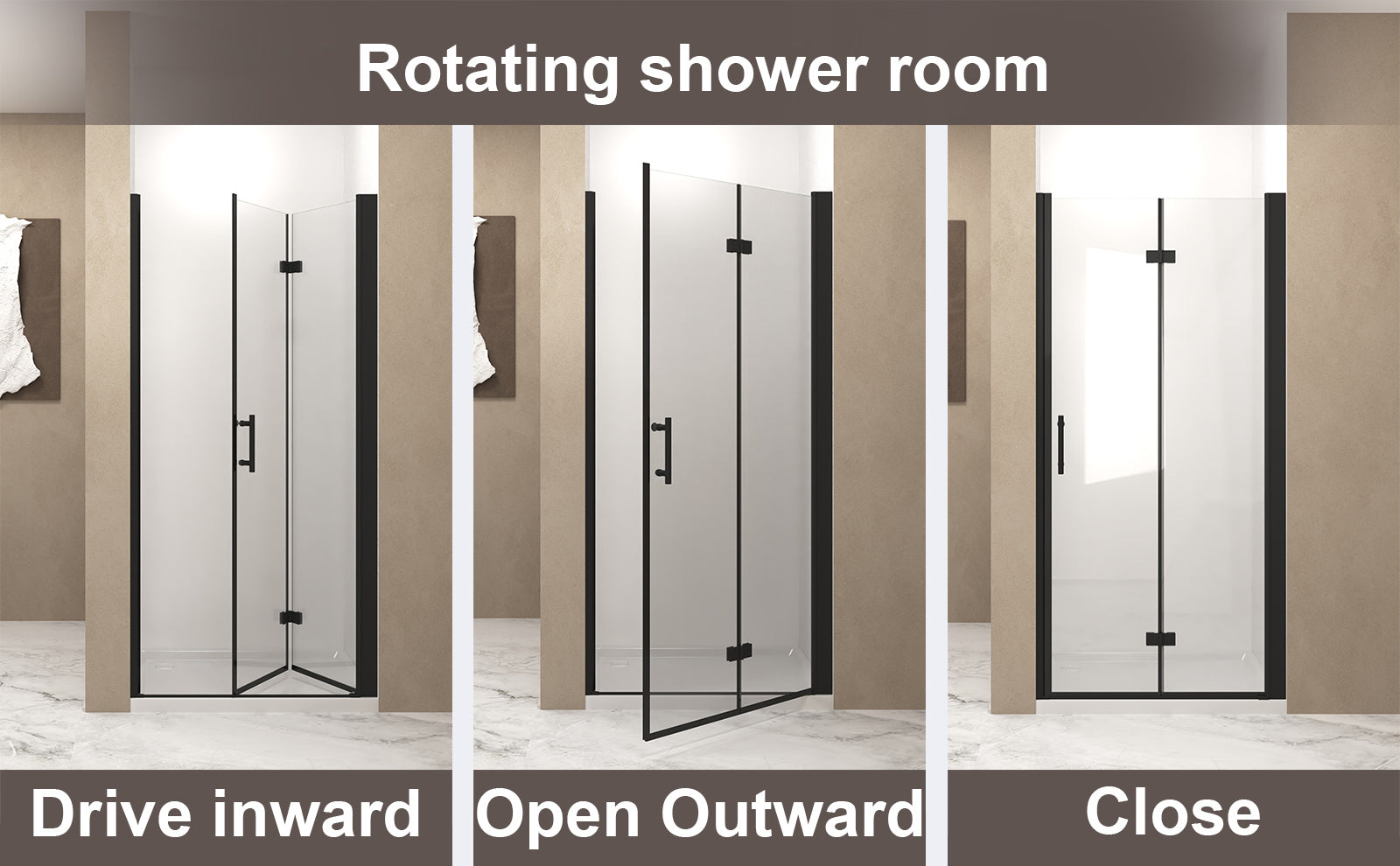 35-34 "x 72" Bifold Shower Door, 1/4"(6mm) Tempered Glass, Matte Black Aluminum Frame, Explosion Proof Film image 12