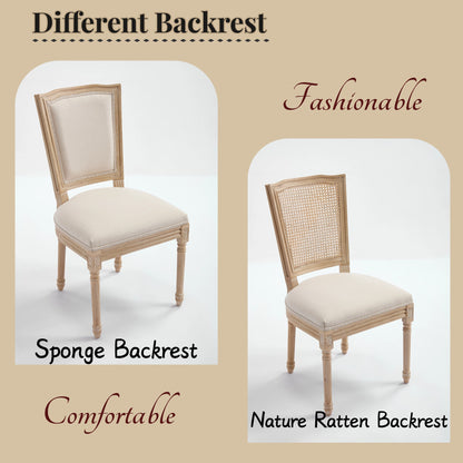 French Country Dining Chairs Set of 2, Upholstered Chairs with T-shaped Back, Wire drawing and carving techniques,Disassemblable, for Living Room, Kitchen, Restaurant Use, Beige image 5