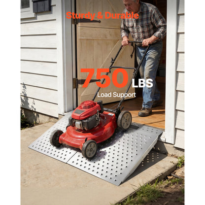 Threshold Ramp for Doorways, 29.5 x 24.3 in, Platform Aluminum Wheelchair Ramp, Non-Slip Door Threshold Ramps, 750 lbs Load Capacity, for Home Steps, Curbs, Wheelchairs, Walkers, Scooter, Carts image 4