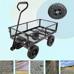 (Green solid wheels wagon cart) Solid wheels Tools cart Wagon Cart Garden cart trucks  make it easier to transport firewood