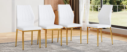 Set of 4 Gold - and - White Dining Chairs, 37 inches High: Ergonomic PU Backrest, Combines Comfort and Style.Perfectly blends comfort and elegance, Injecting more comfort and style into dining time. image 8